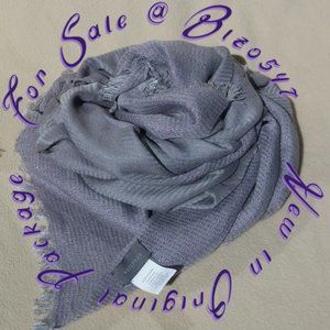 Scarf with Metallic Purple Thread Asymmetric Accents Silver Gray Wrap